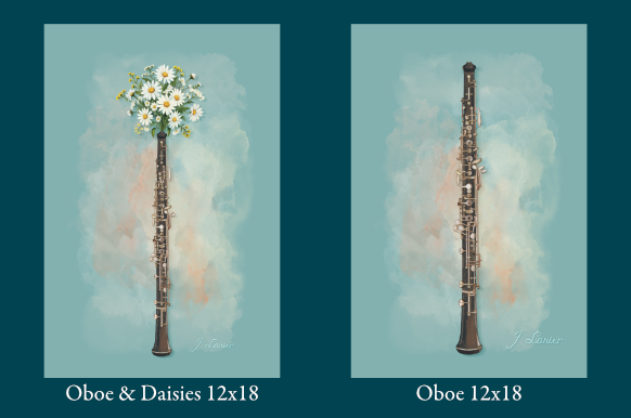 Carousel Oboe and Daisies Illustration